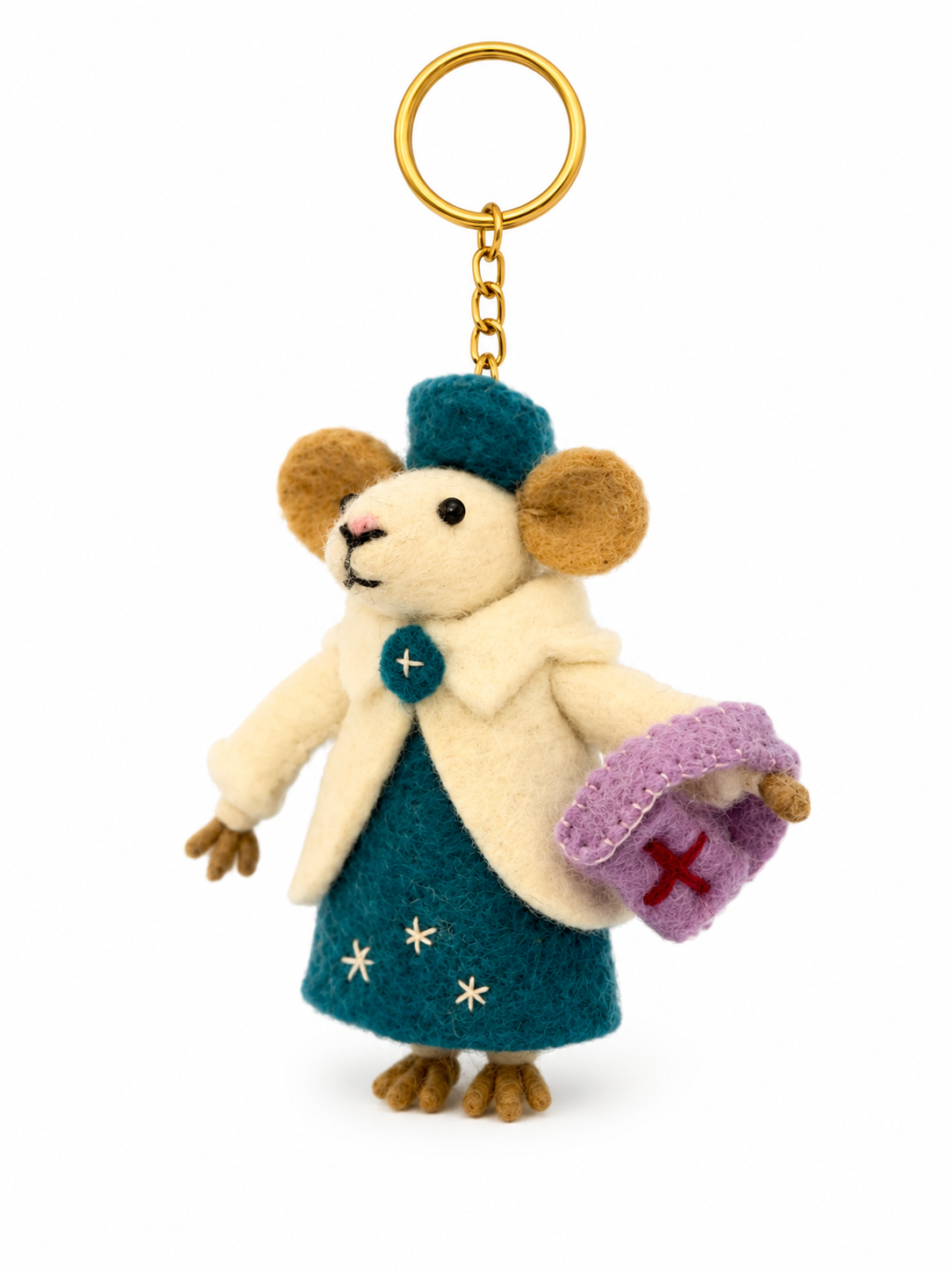Felt Decoration/Keyring Nurse Mouse Blue