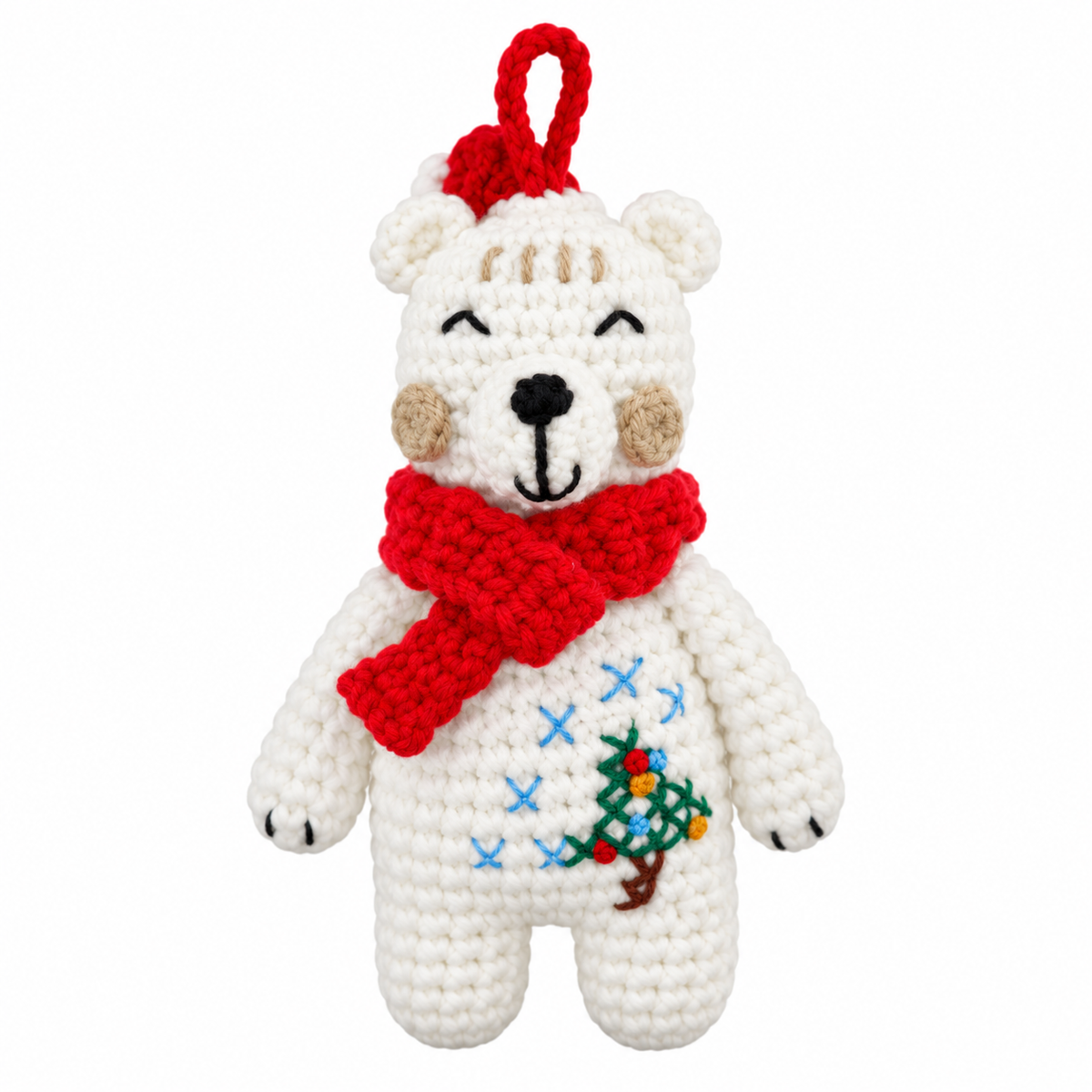 Xmas White Bear Hanging Crochet Decoration