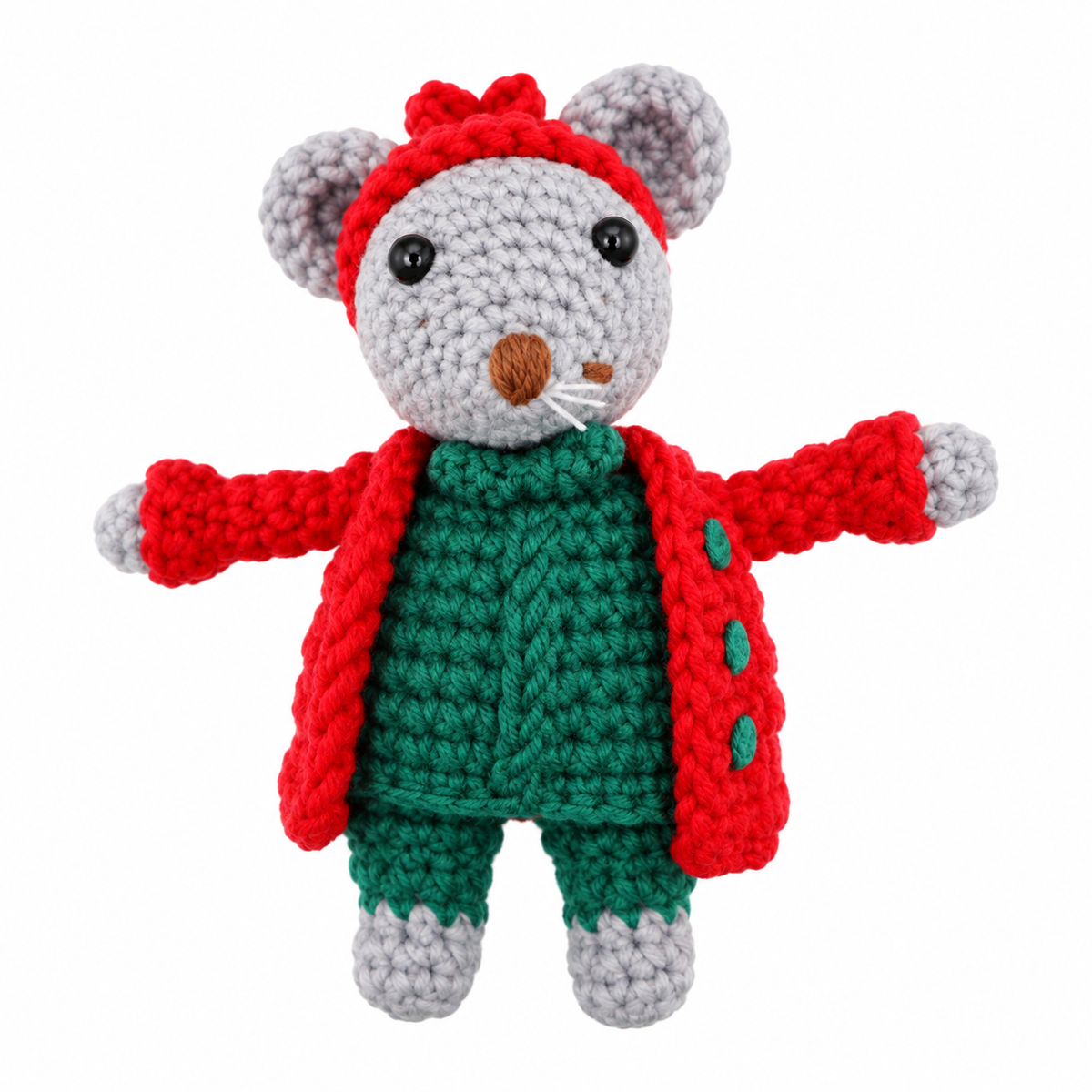 Xmas Mouse in a costume Hanging Crochet Decoration