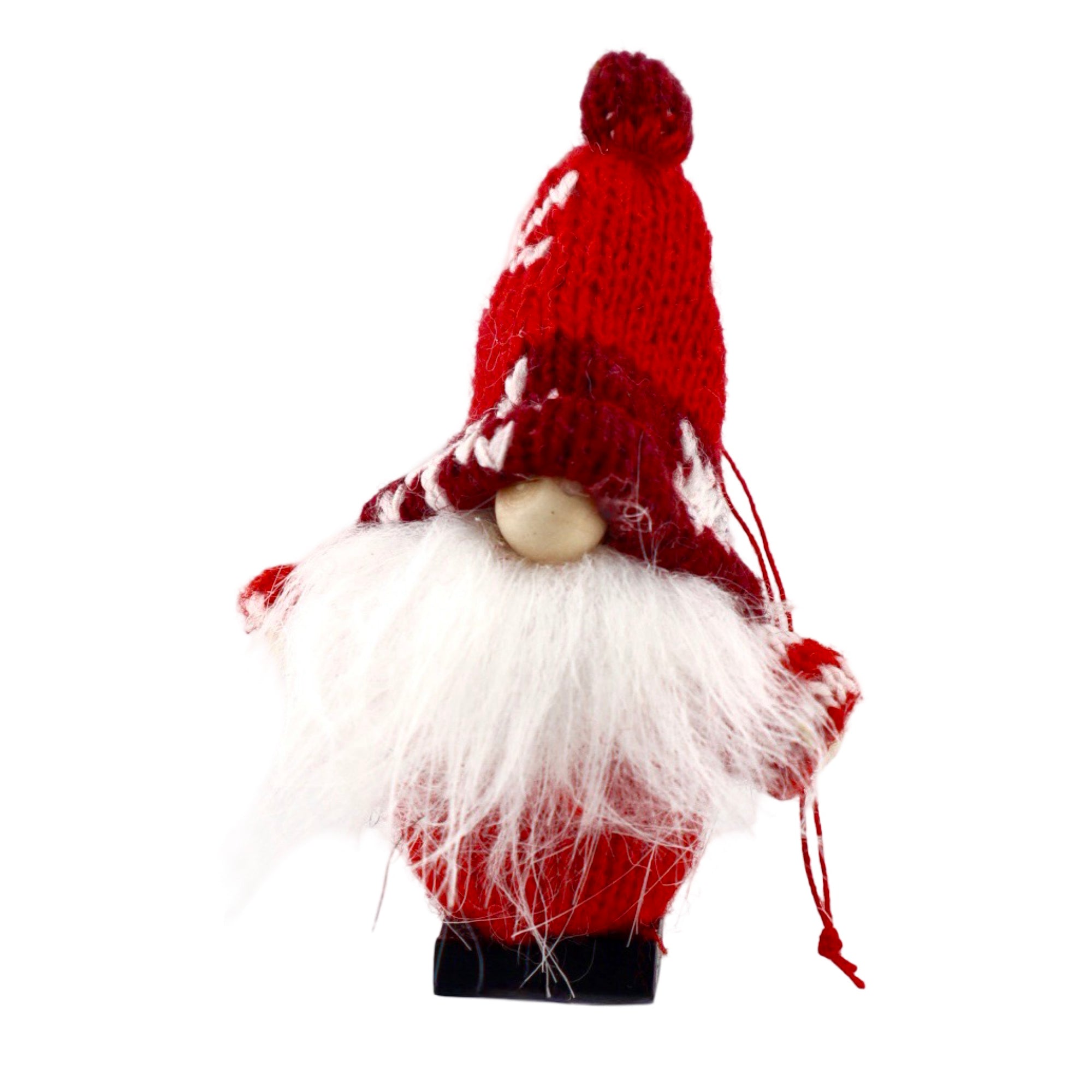 Miniature gnome with red snowflake hat
