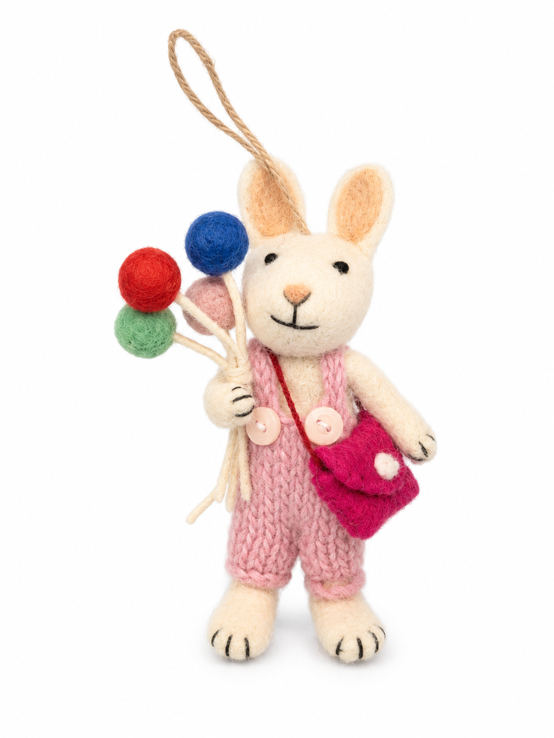 Felt Decoration/Keyring Bunny with Pink Bag