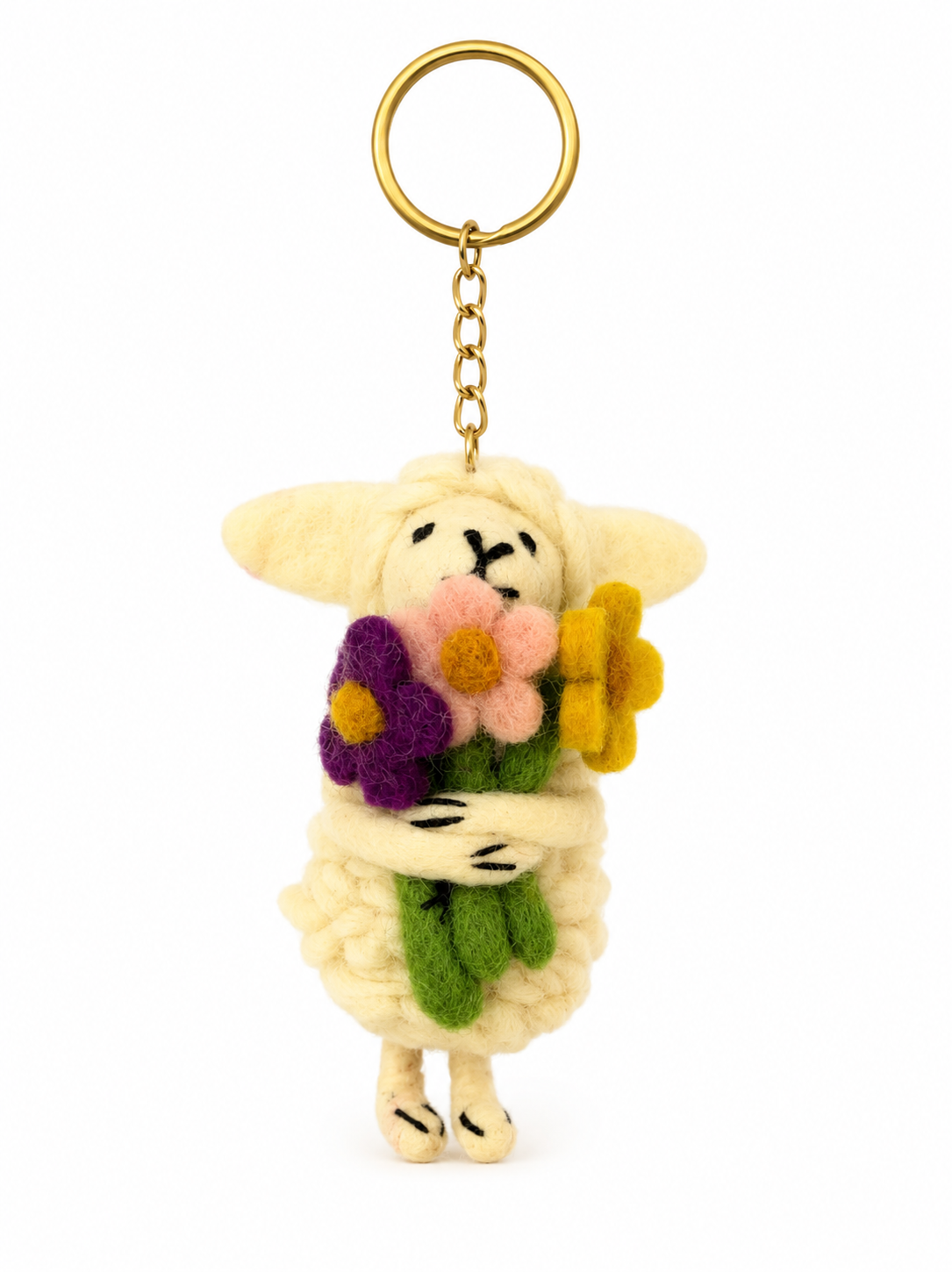 Felt Decoration/Keyring Sheep with a Flower Bouquet