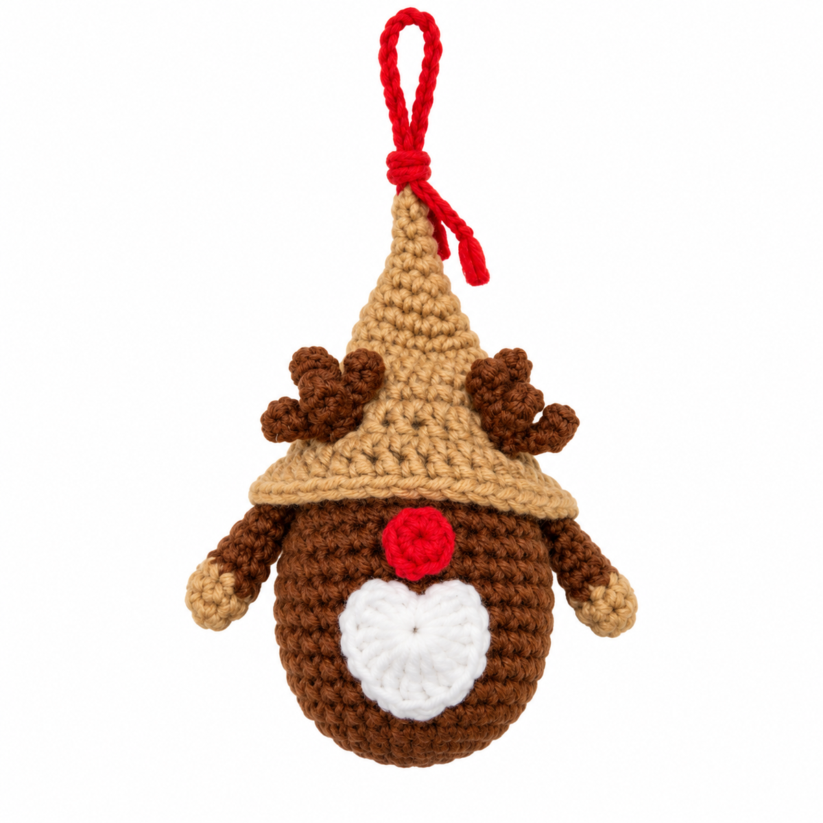 Xmas Reindeer Round Hanging Crochet Decoration