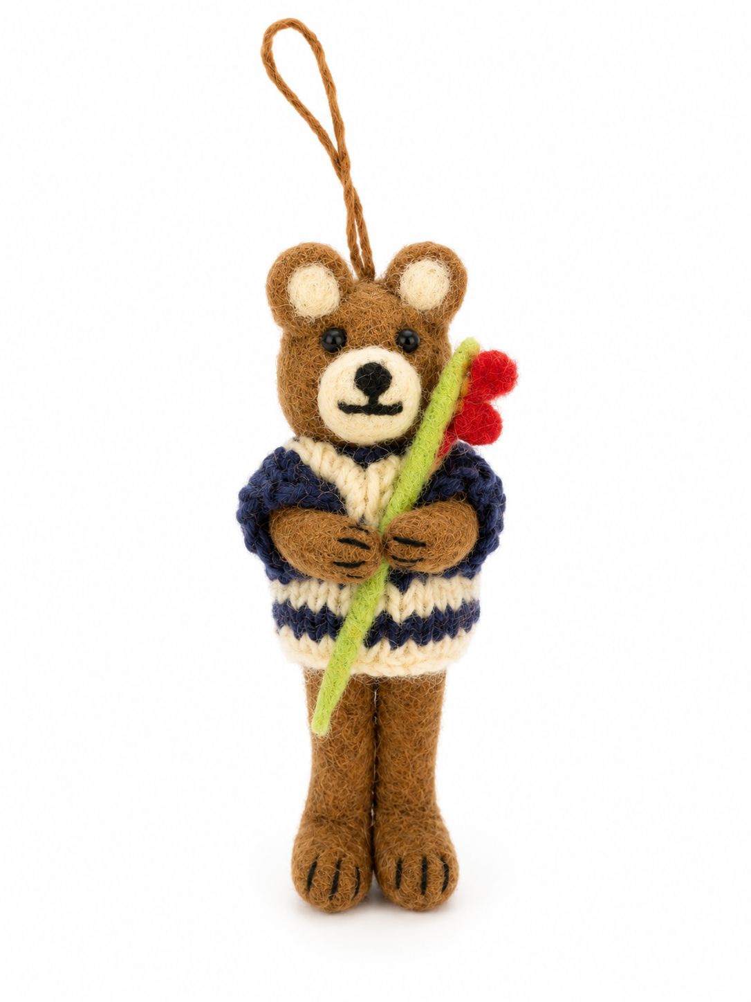 Felt Decoration/Keyring Bear with a flower