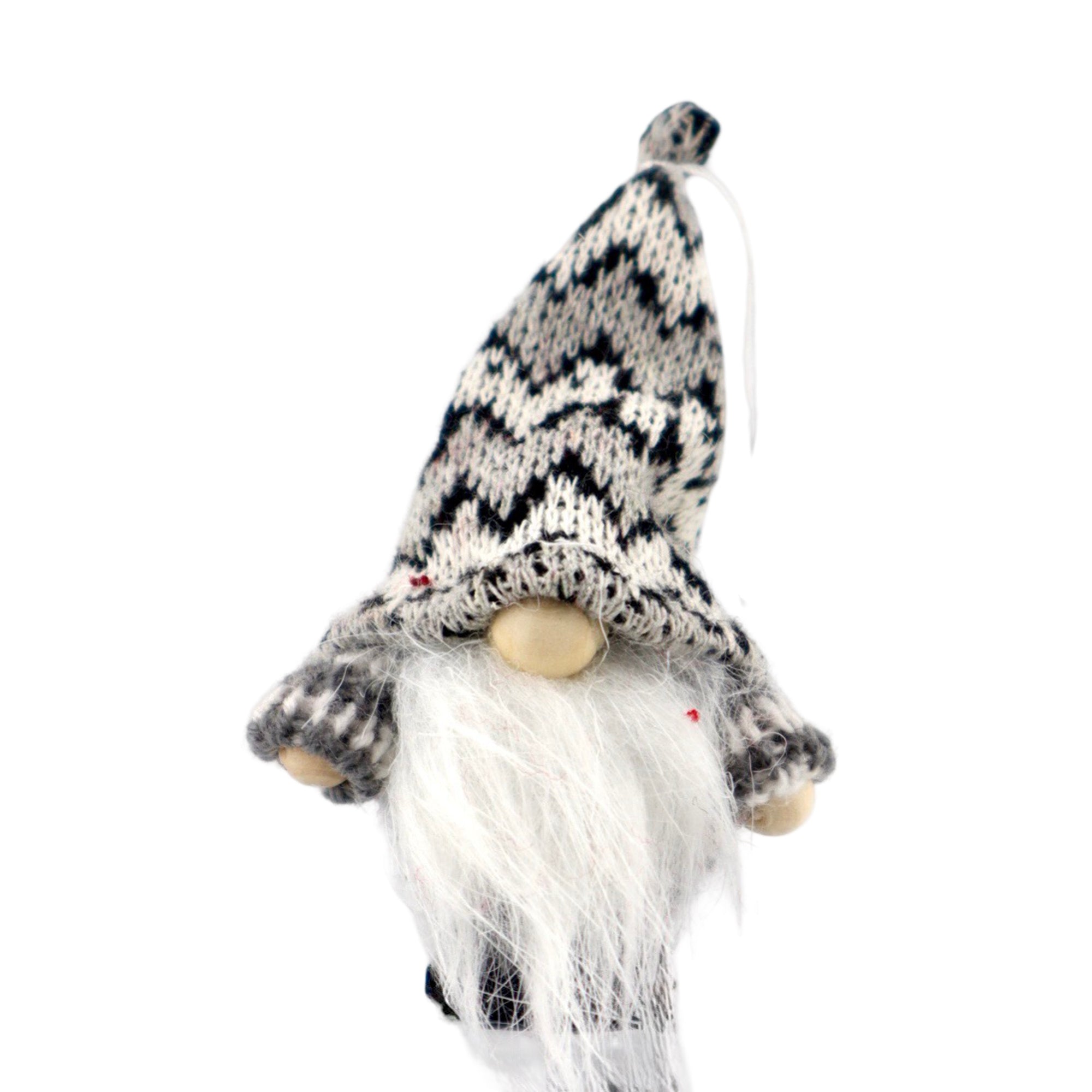 Miniature gnome with grey zig zag hat