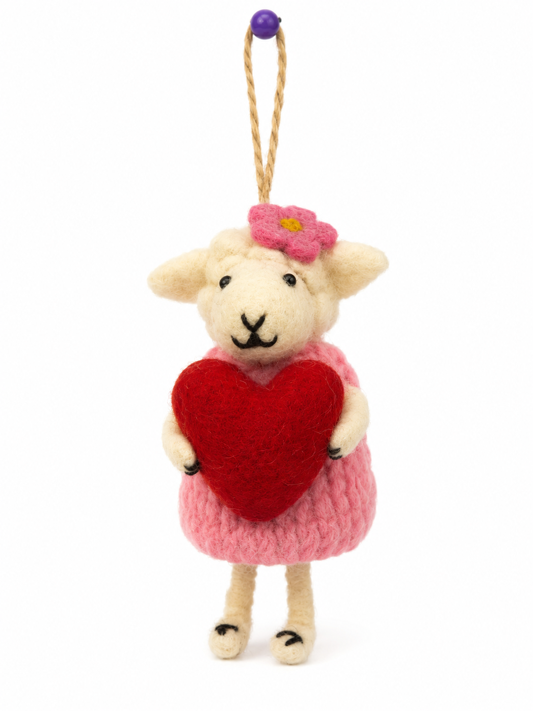 Felt Decoration/Keyring Sheep with a Heart