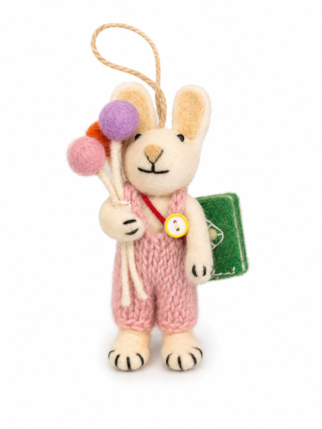 Felt Decoration/Keyring Bunny with Green Bag