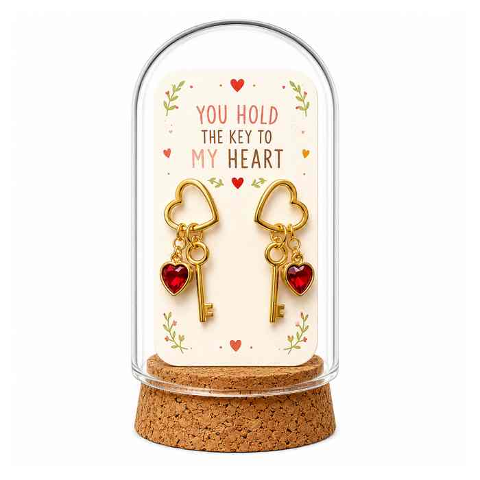 You Hold the Key to My Heart key and heart earrings