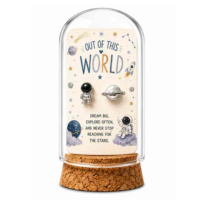 Out of This World astronaut and planet earrings