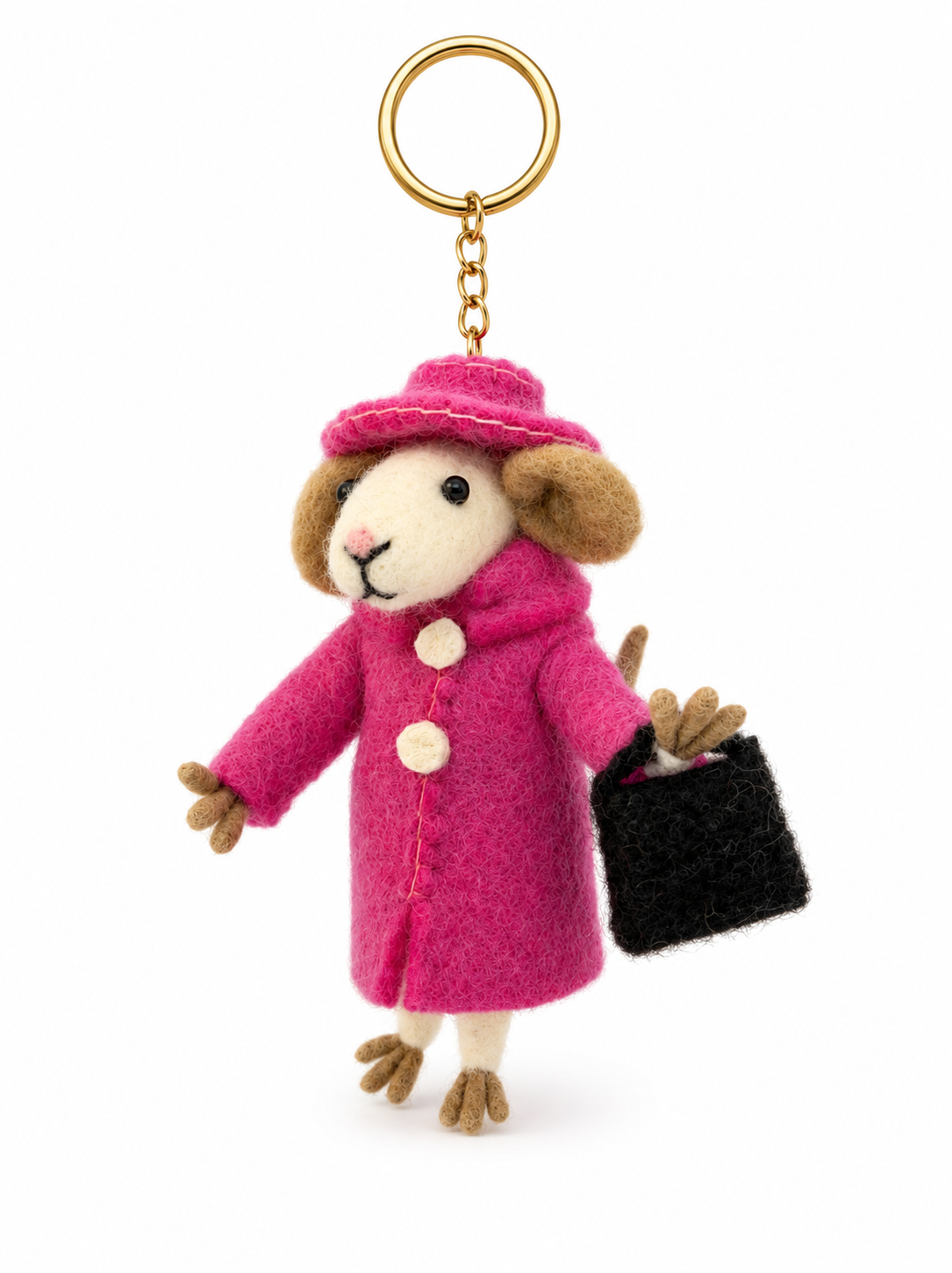 Felt Decoration/Keyring Mouse in a Pink Dress