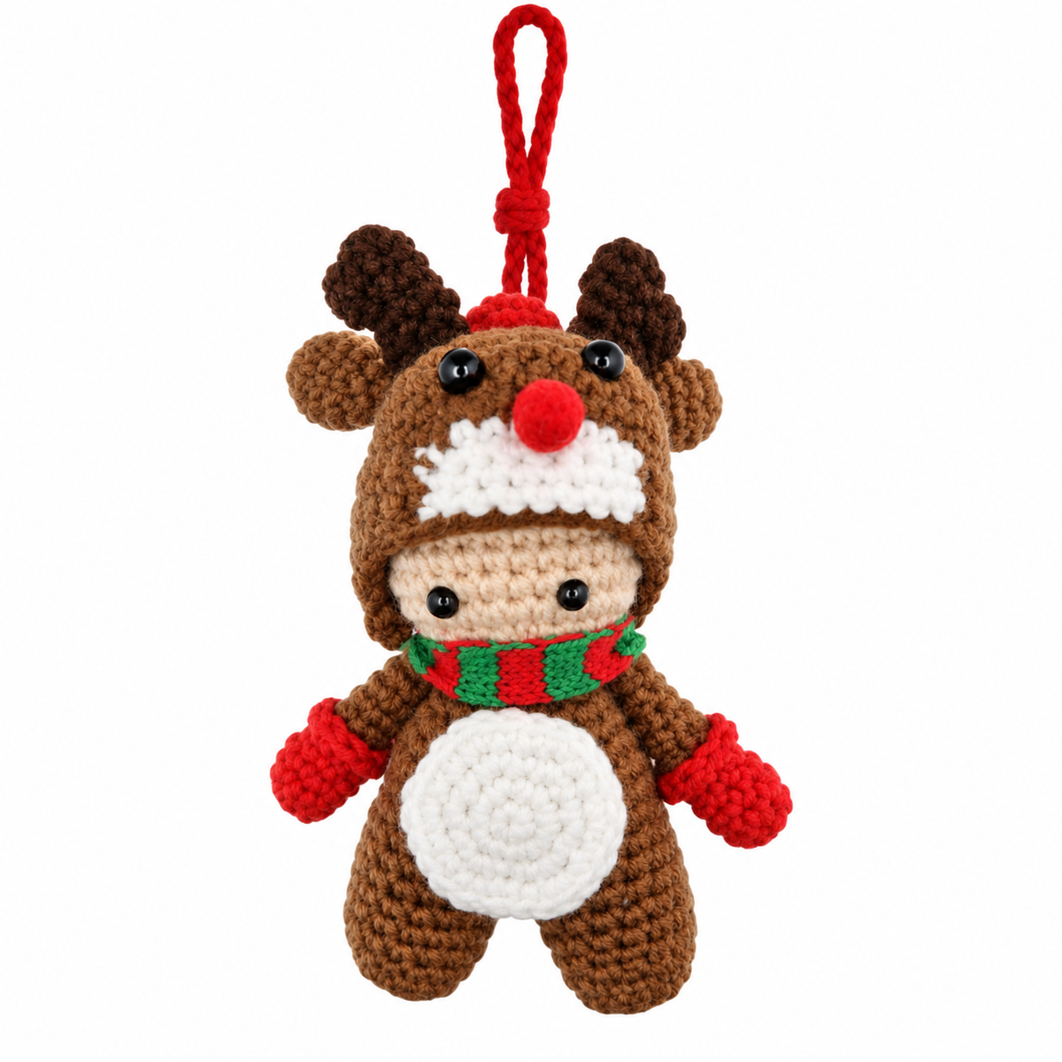 Xmas Reindeer Boy Hanging Crochet Decoration