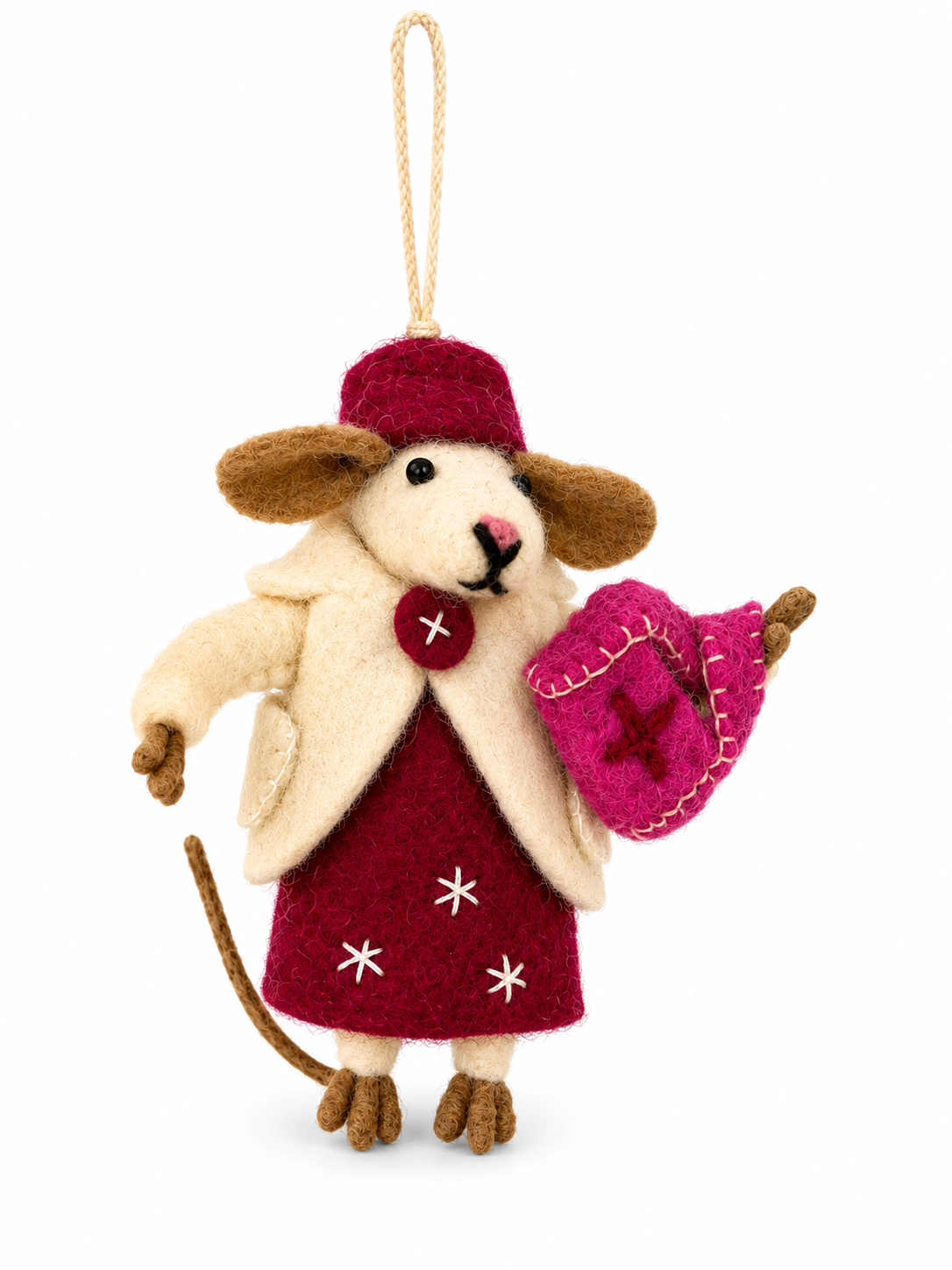 Felt Decoration/Keyring Nurse Mouse Pink