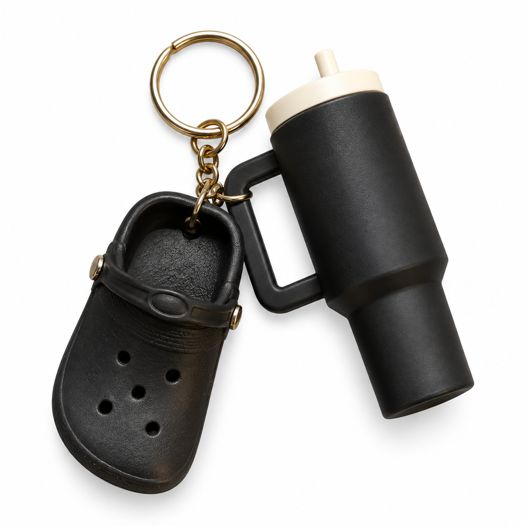 Black Clog & Tumbler Keyring