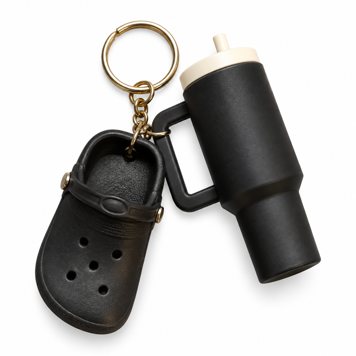 Black Clog & Tumbler Keyring