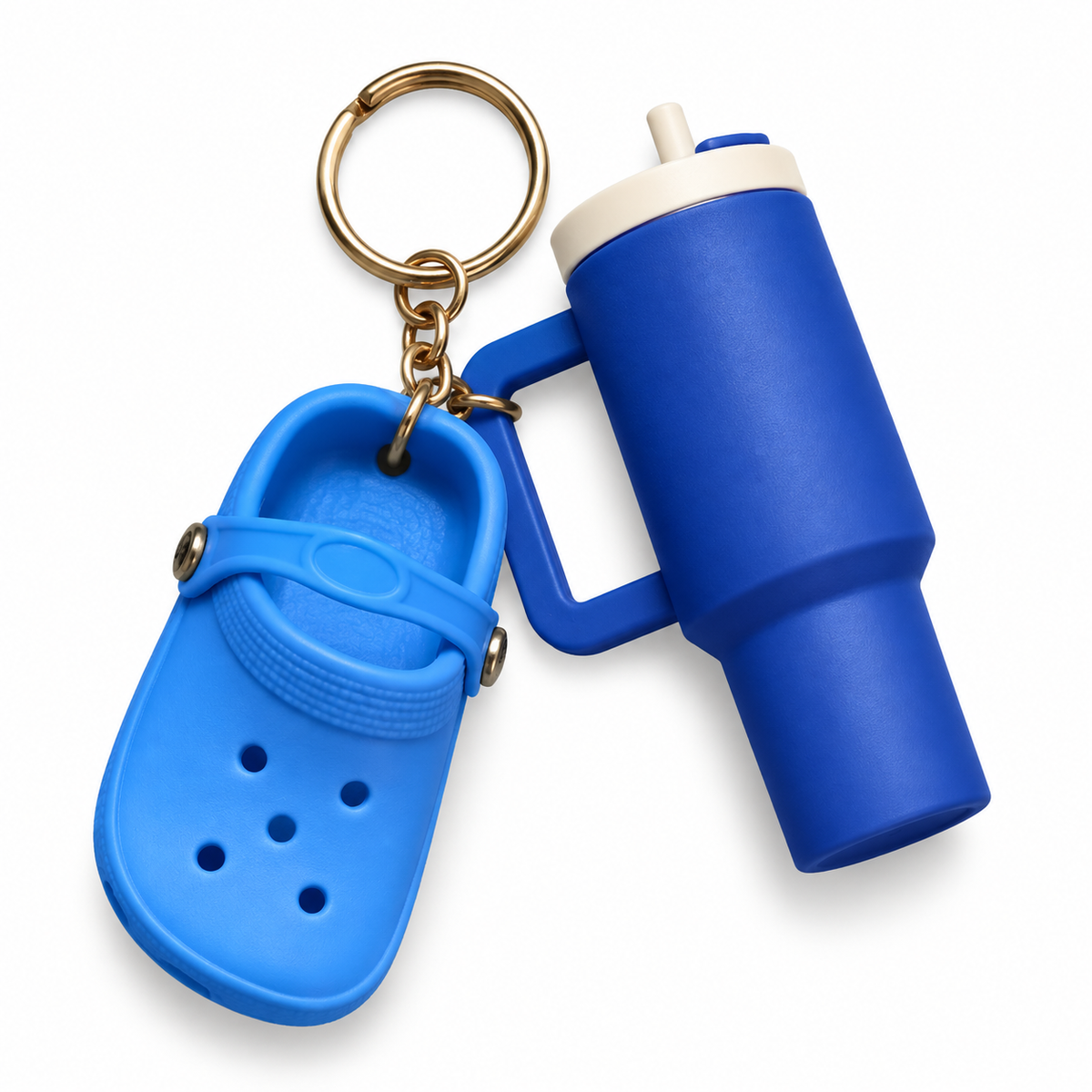 Blue Clog & Navy Tumbler Keyring