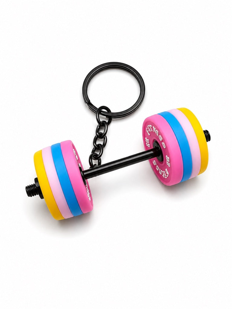 Colourful barbell keyring