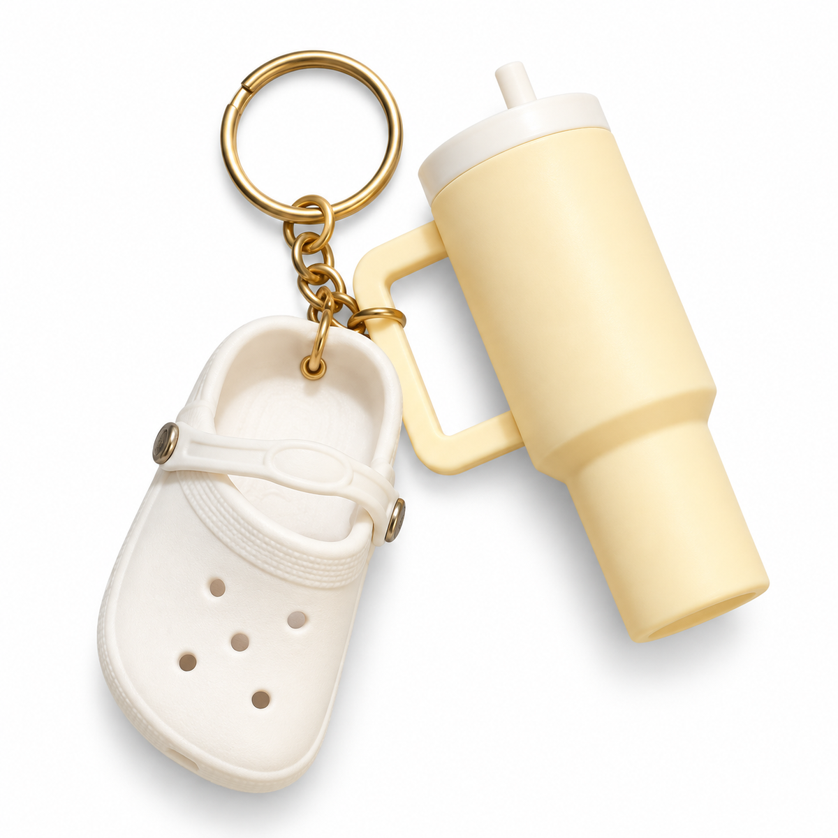 Cream Tumbler & White Clog Keyring
