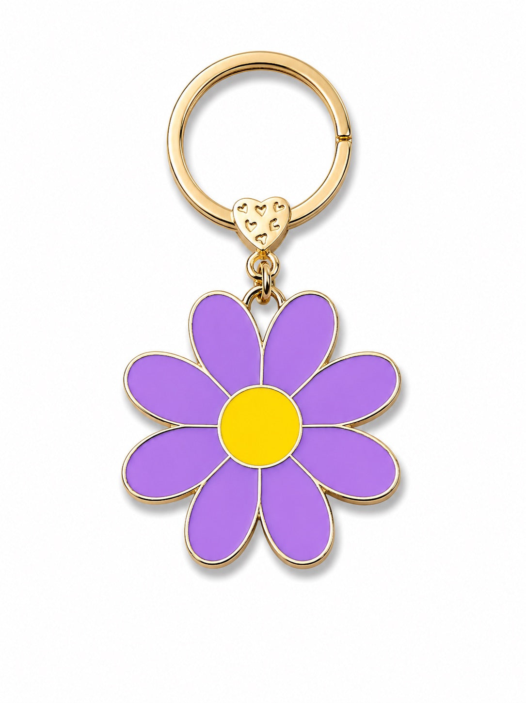 Purple daisy flower keyring