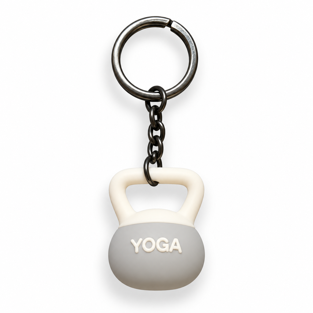 Grey Yoga Kettlebell Keyring