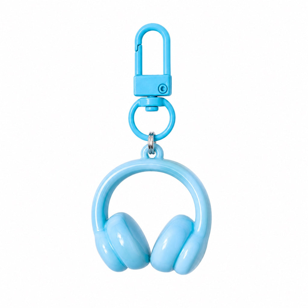Bright blue headphones keyring