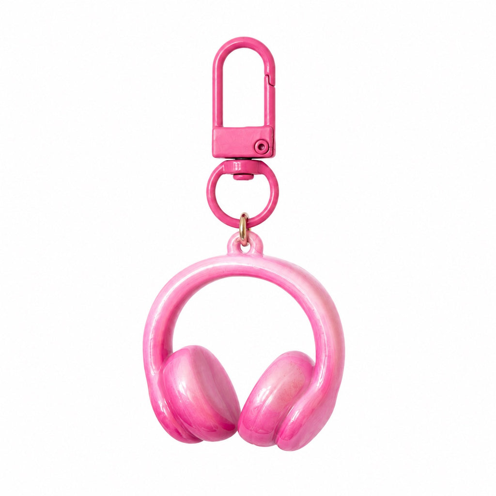 Pink headphones keyring