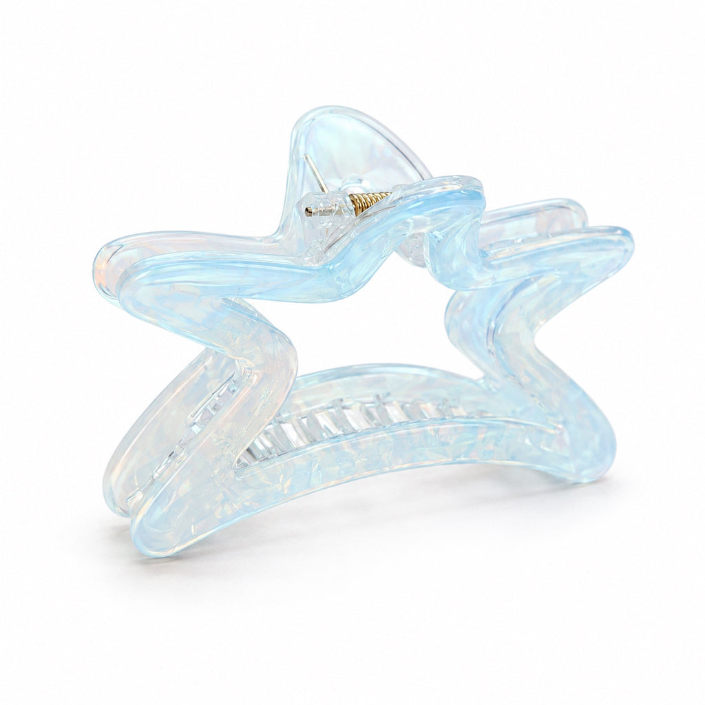 Blue iridescent star hair claw clip