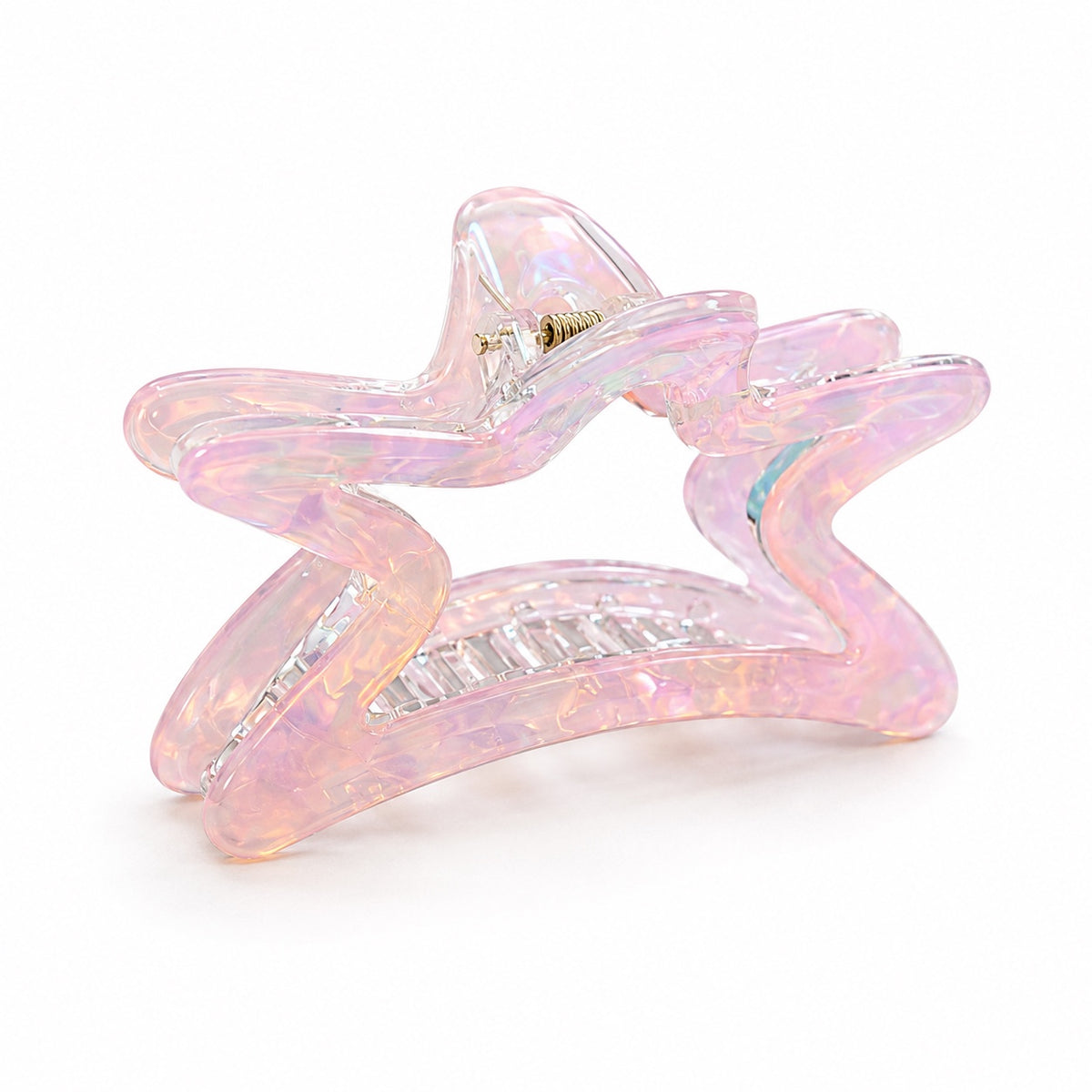 Pink iridescent star hair claw clip