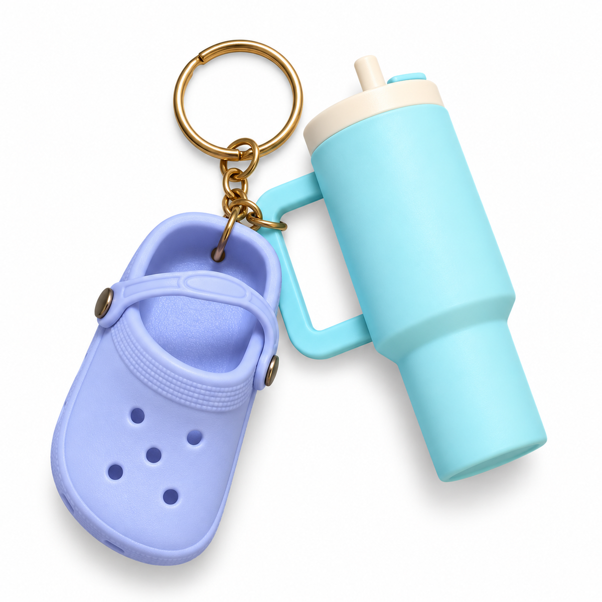 Lavender Clog & Aqua Tumbler Keyring