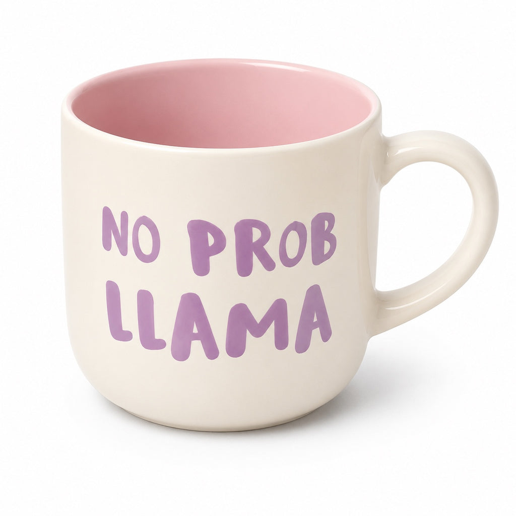 No Prob Llama mug front view