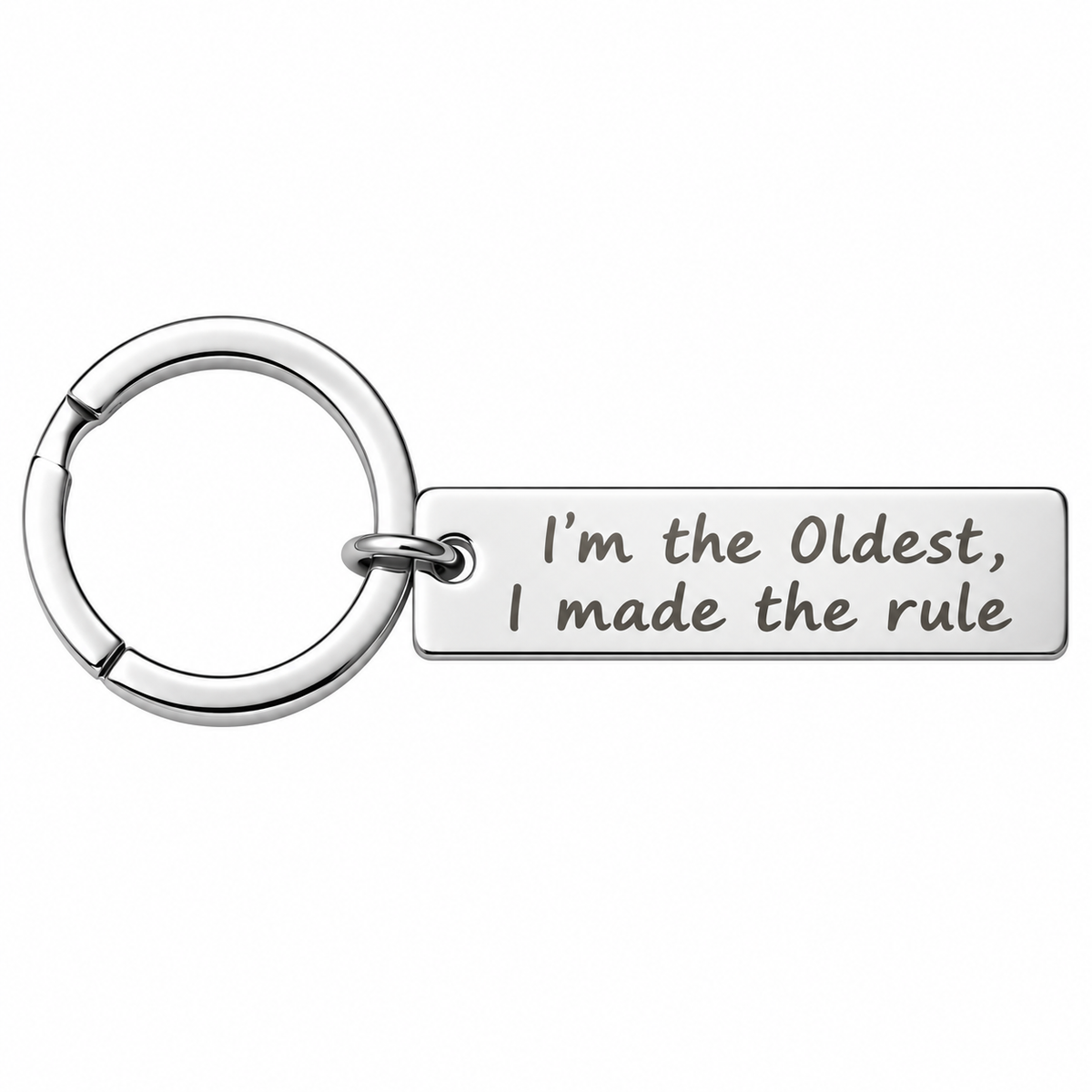Oldest Child Rules silver keyring