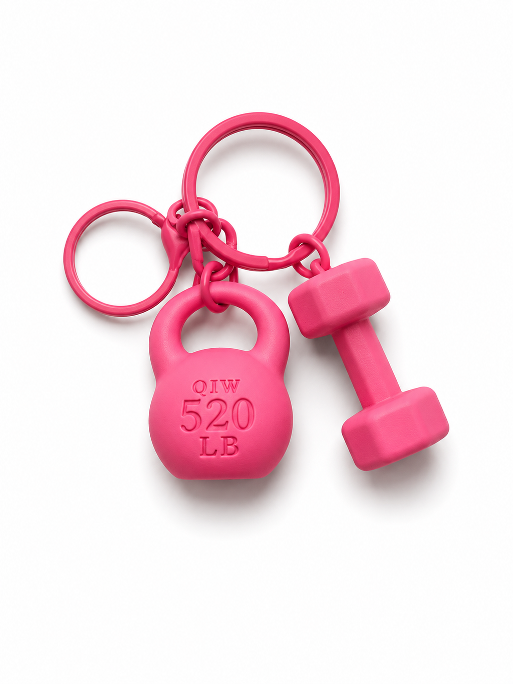 Hot Pink Fitness Dumbbell & Kettlebell Keyring