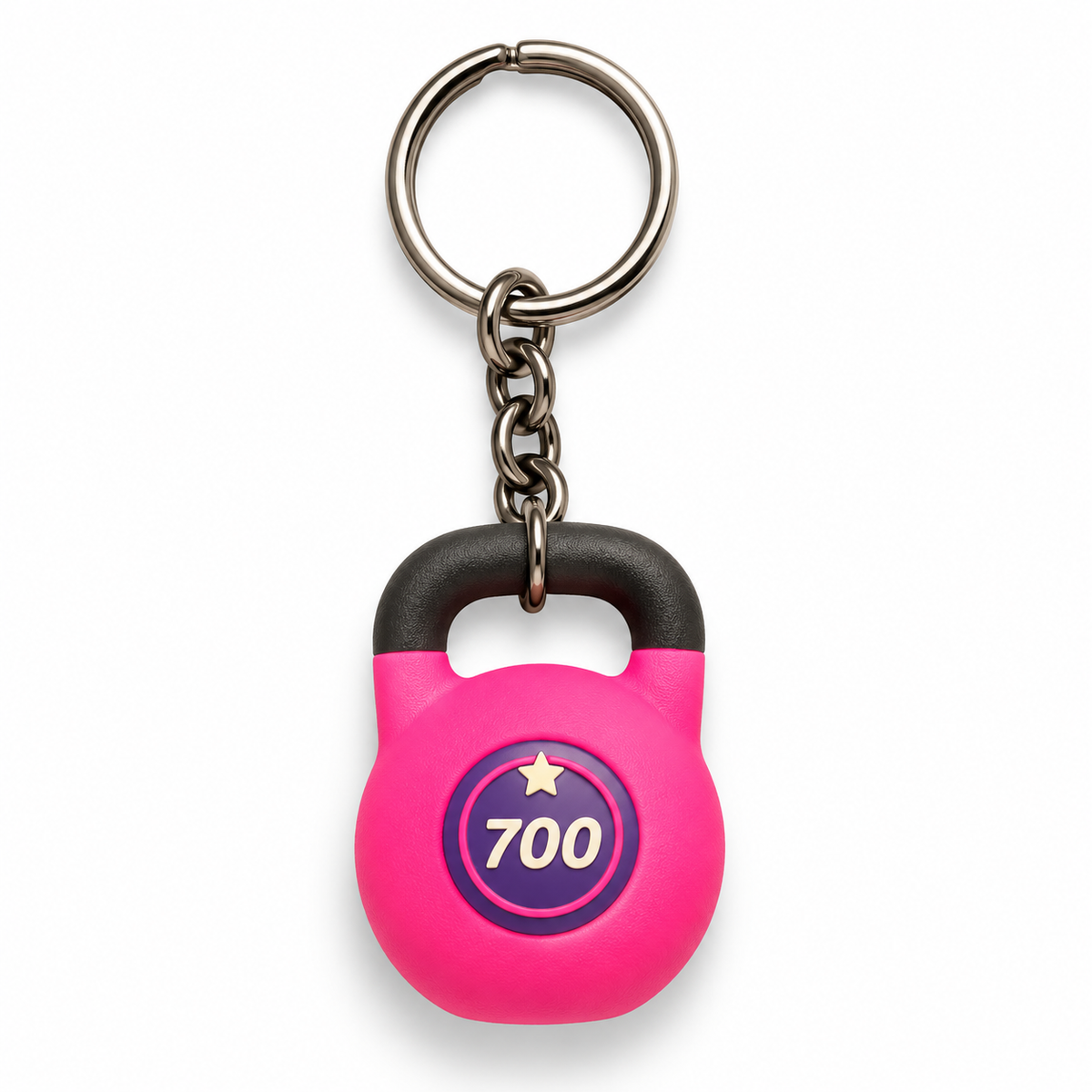 Pink kettlebell keyring