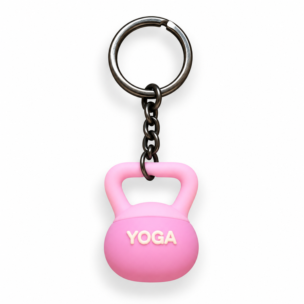 Pink Yoga Kettlebell Keyring