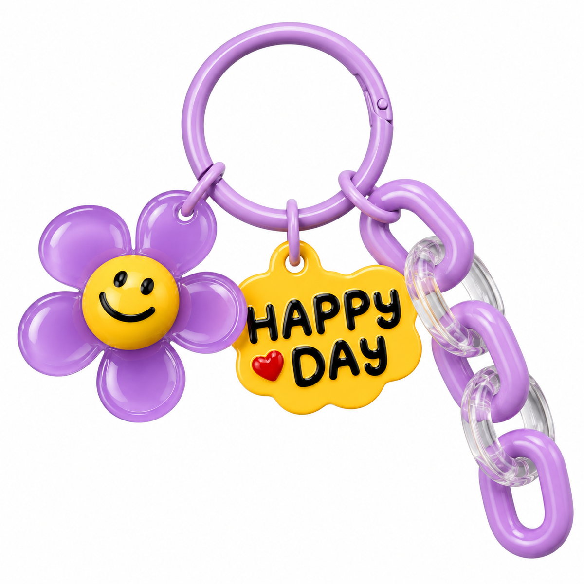 Purple Happy Day flower keyring