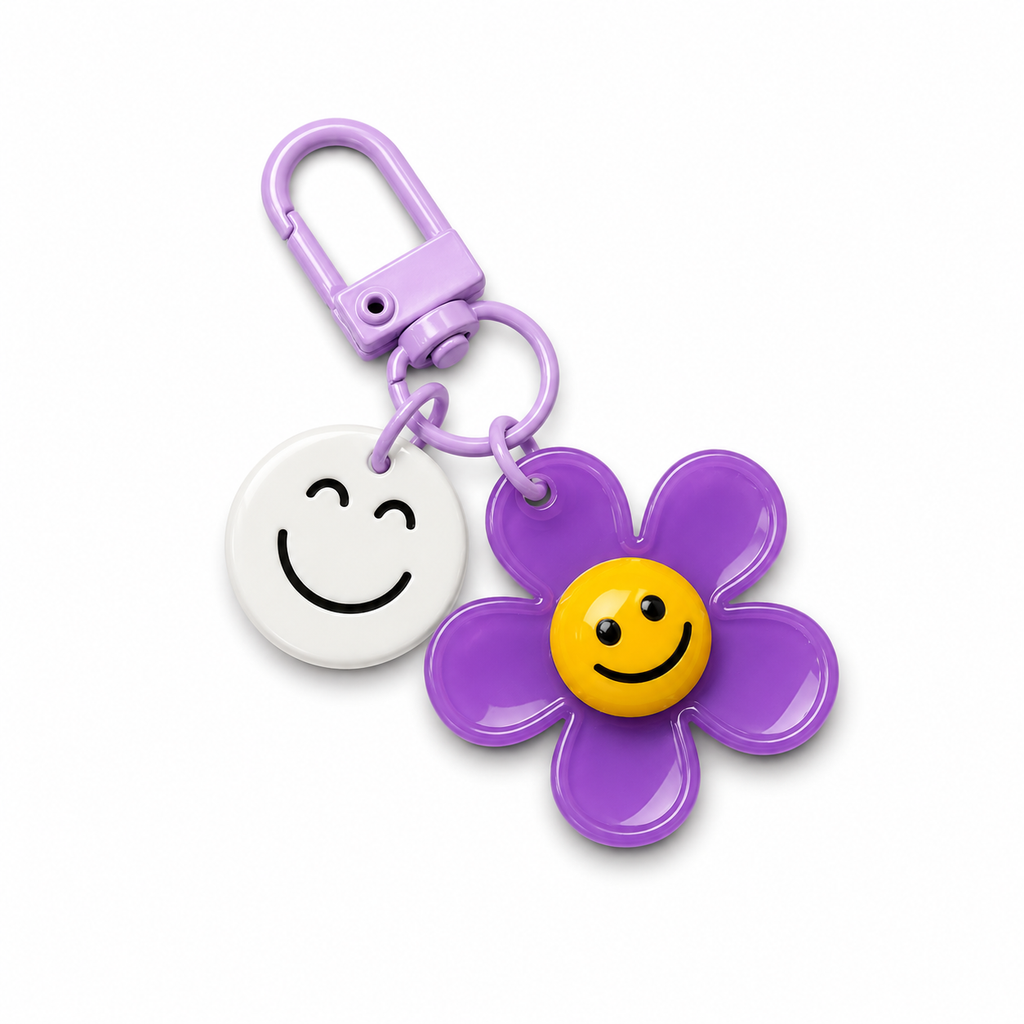 Purple Smiley Flower Charm