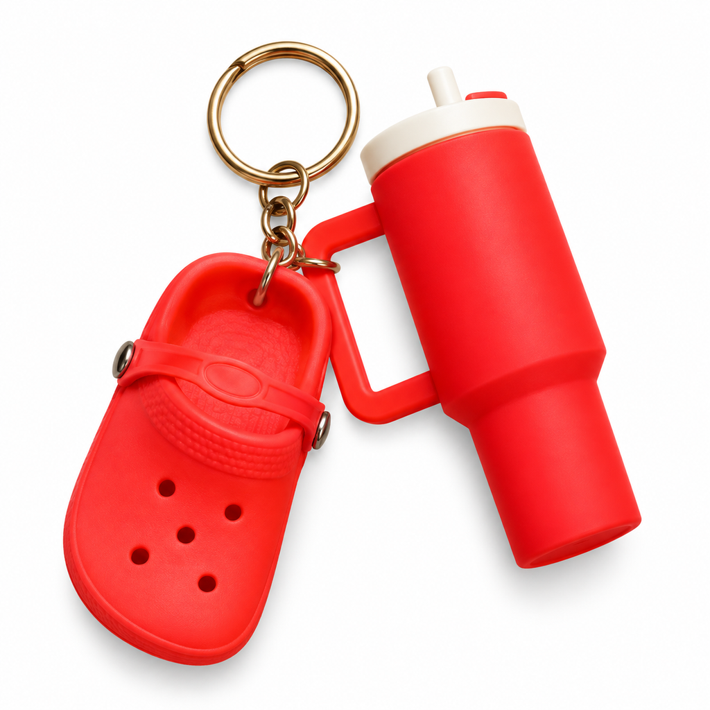 Red Clog & Tumbler Keyring