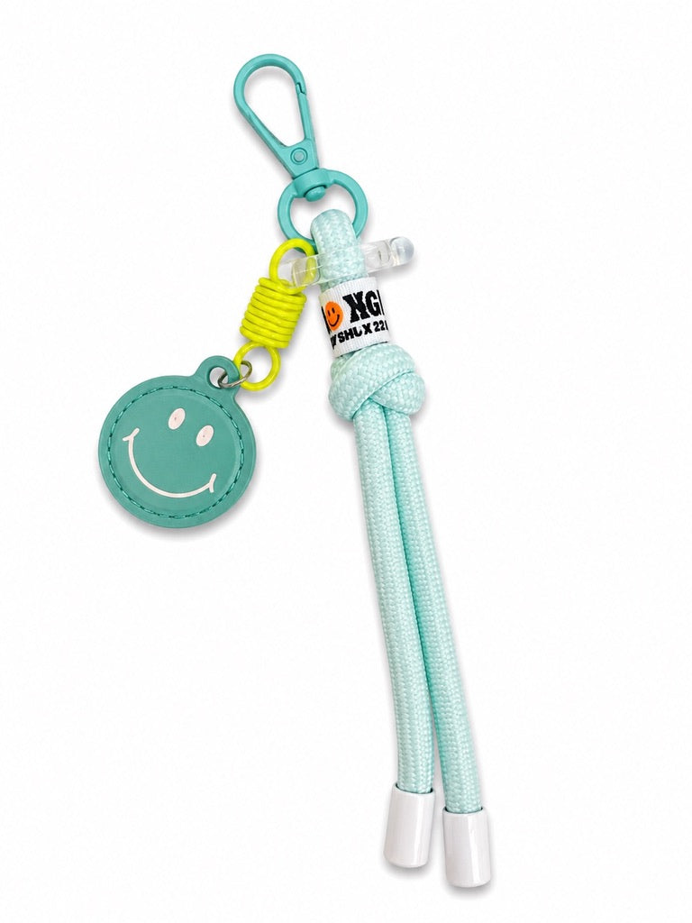 Mint smiley rope dangle keyring