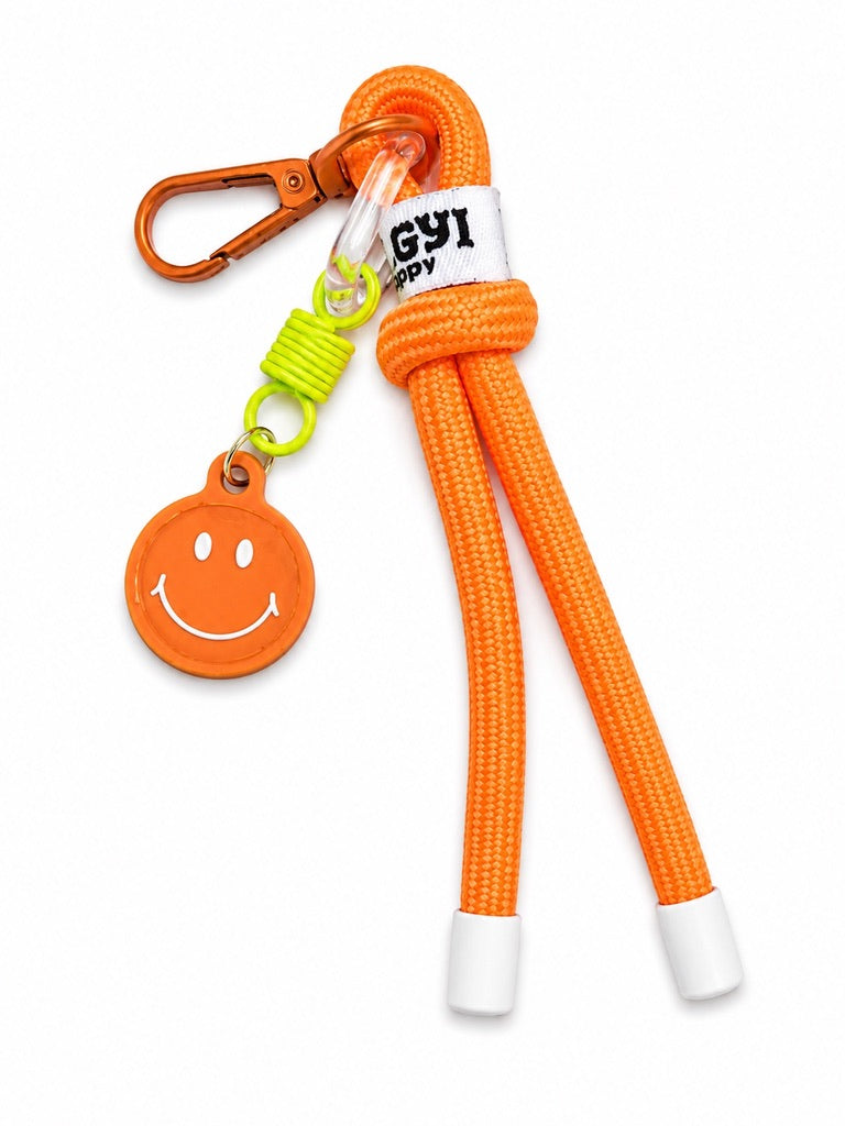 Orange smiley rope dangle keyring