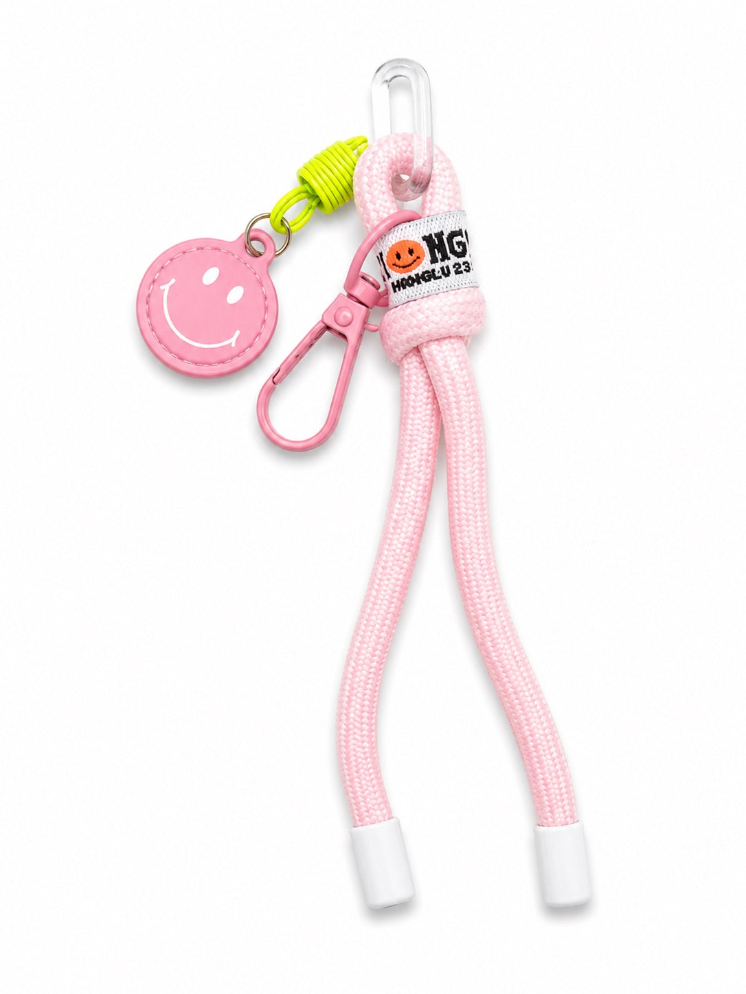 Pink smiley rope dangle keyring