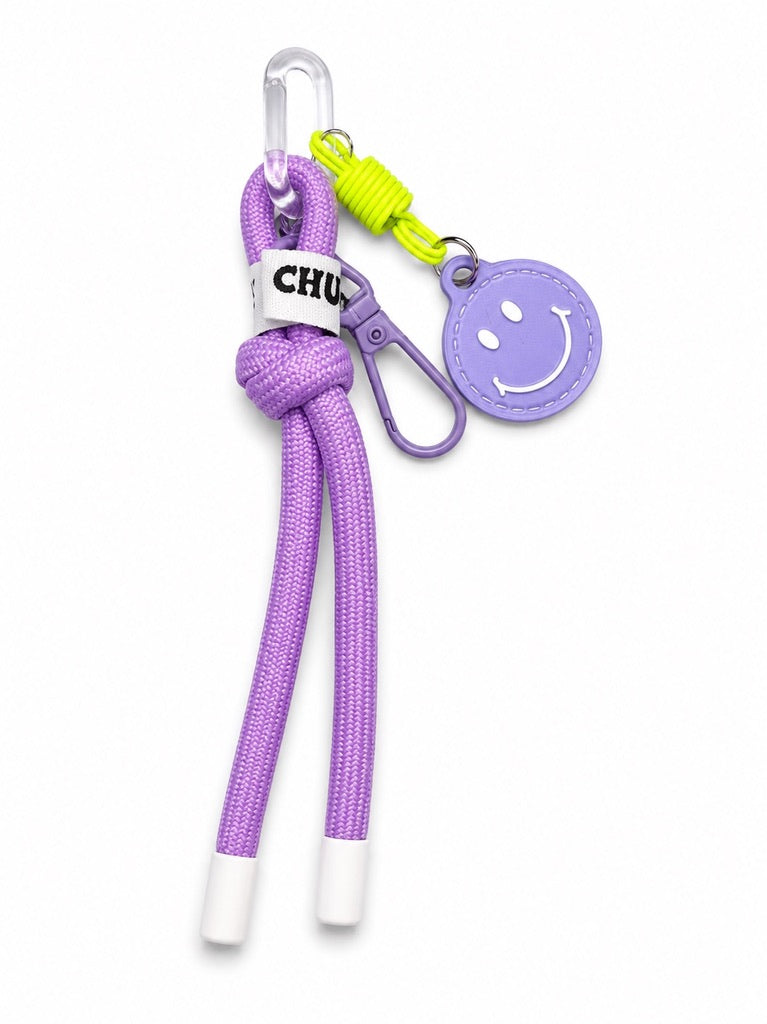 Purple smiley rope dangle keyring
