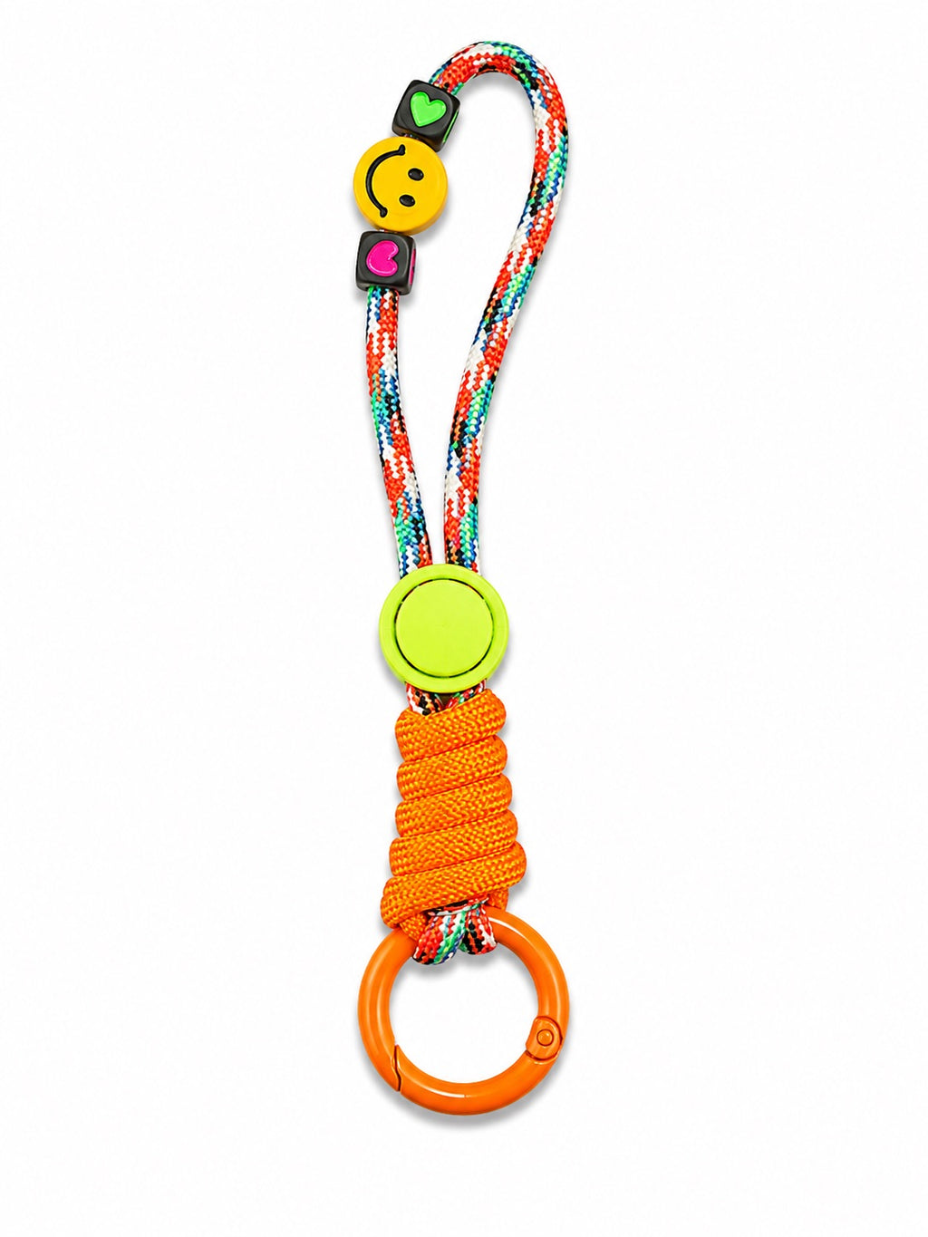 Multicolour rope smiley keyring with orange wrap