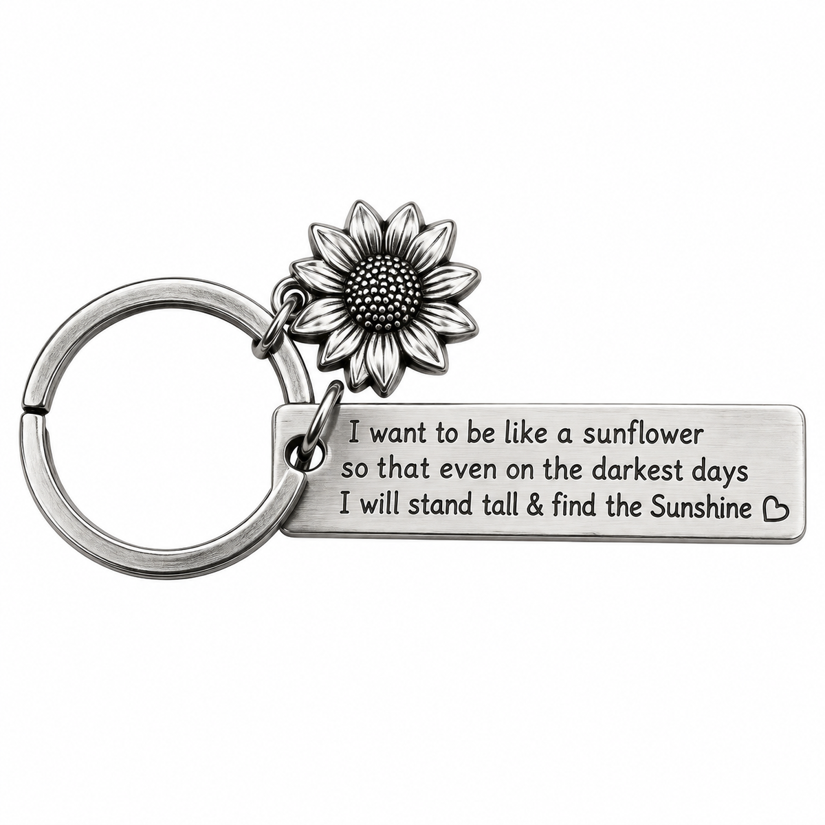 Sunflower keyring with I want to be like a sunflower message