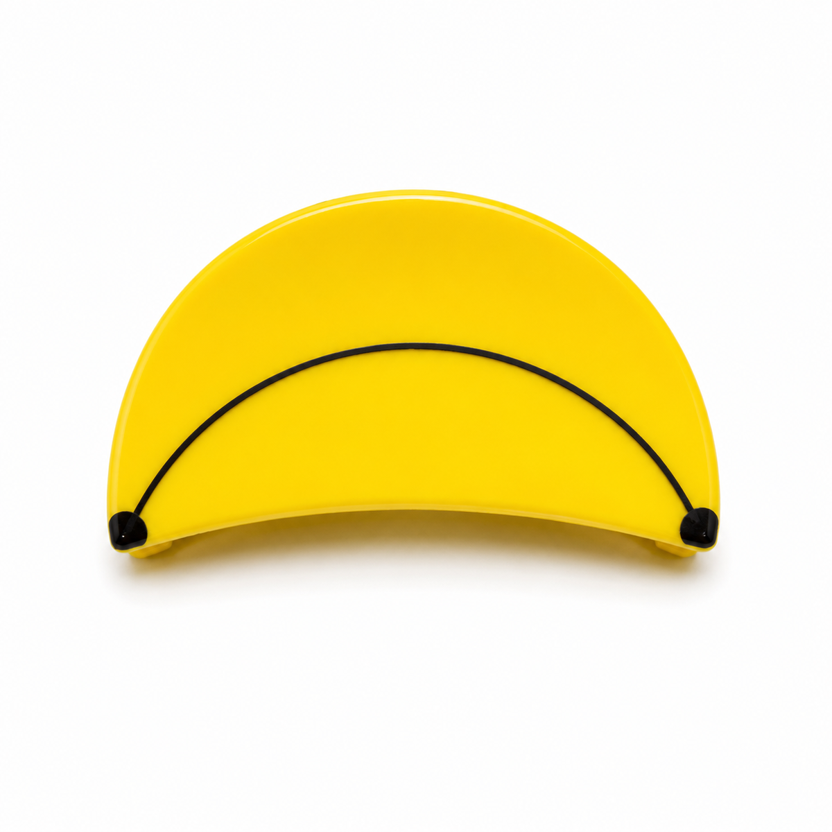 Yellow curved hair claw clip with black arc detail