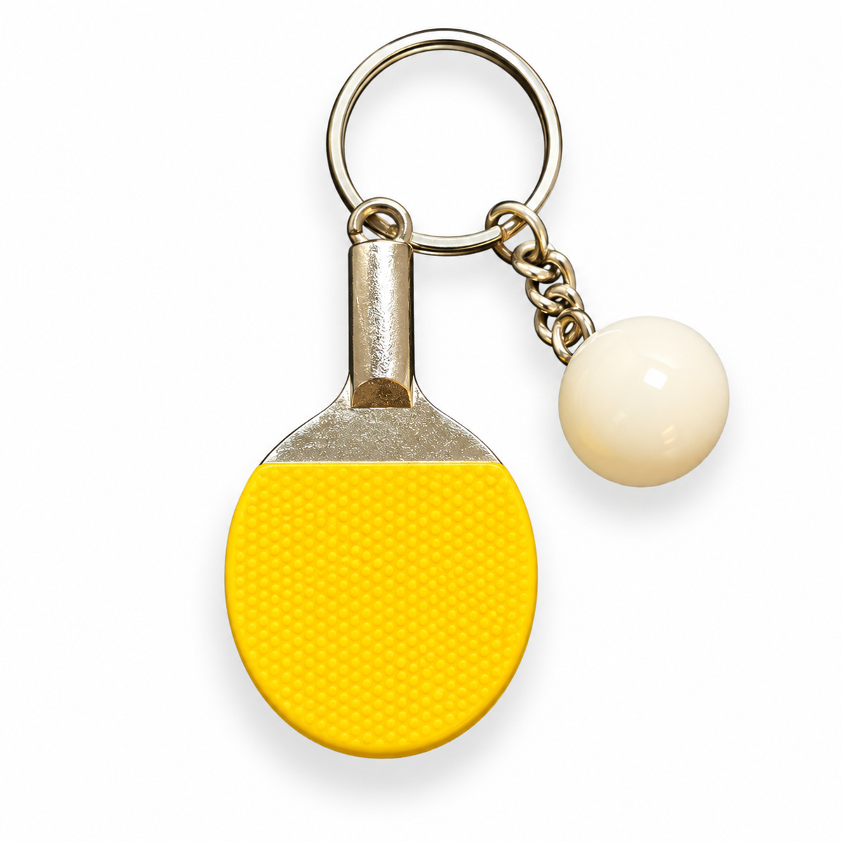 Yellow Table Tennis Paddle & Ball Keyring